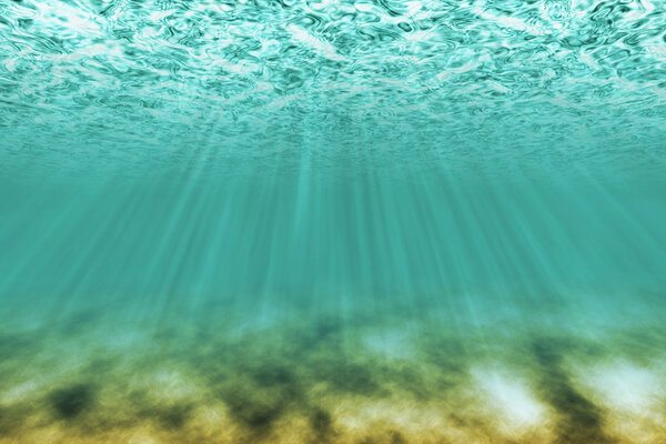 Under water scene with light rays as background