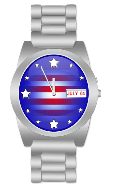 アメリカの国旗と設計された時計 — ストック写真