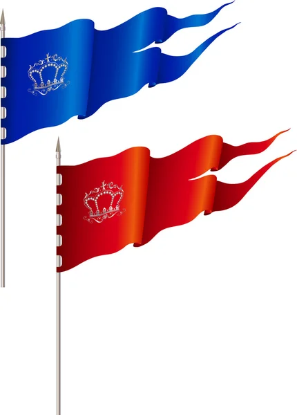Rode en blauwe vlaggen — Stockvector