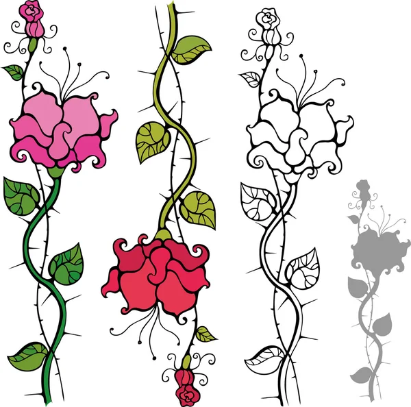 Uppsättning av dekorativa rosor — Stock vektor