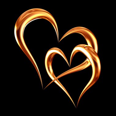 Golden hearts clipart