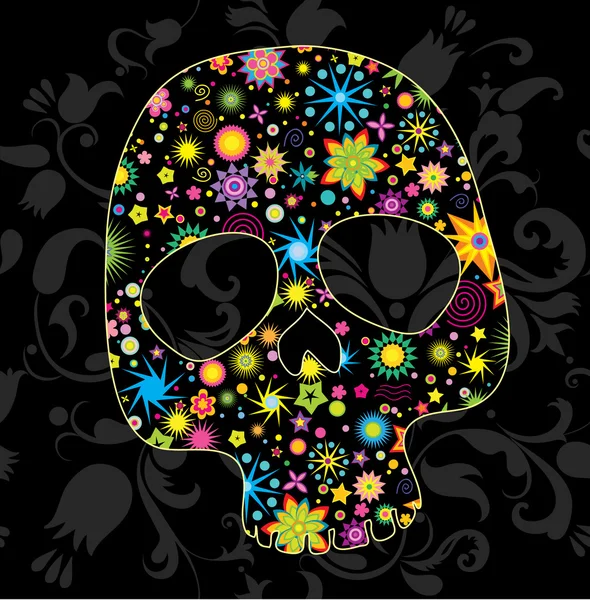 Cráneo floral — Archivo Imágenes Vectoriales