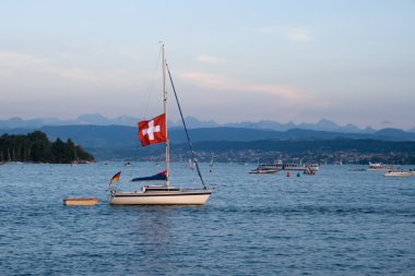 Sailing across Lake Zurich clipart