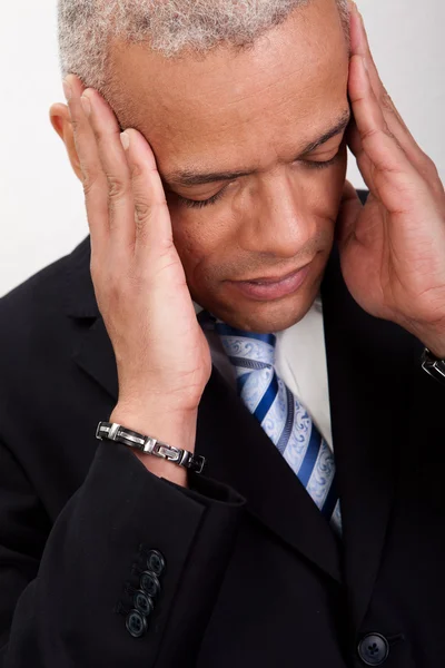 Uomo Affari Stressato Con Mal Testa Tenendo Testa — Foto Stock