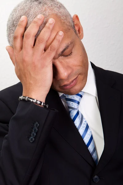 Hombre Negocios Estresado Con Dolor Cabeza Sosteniendo Cabeza — Foto de Stock
