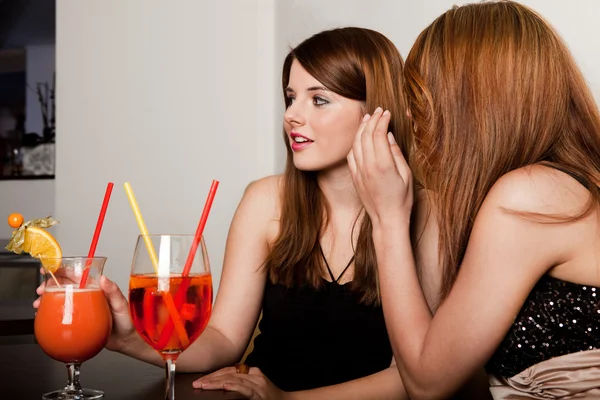 Young Girls Talking Gossips Bar Restaurant Nightclub — Stock Photo, Image