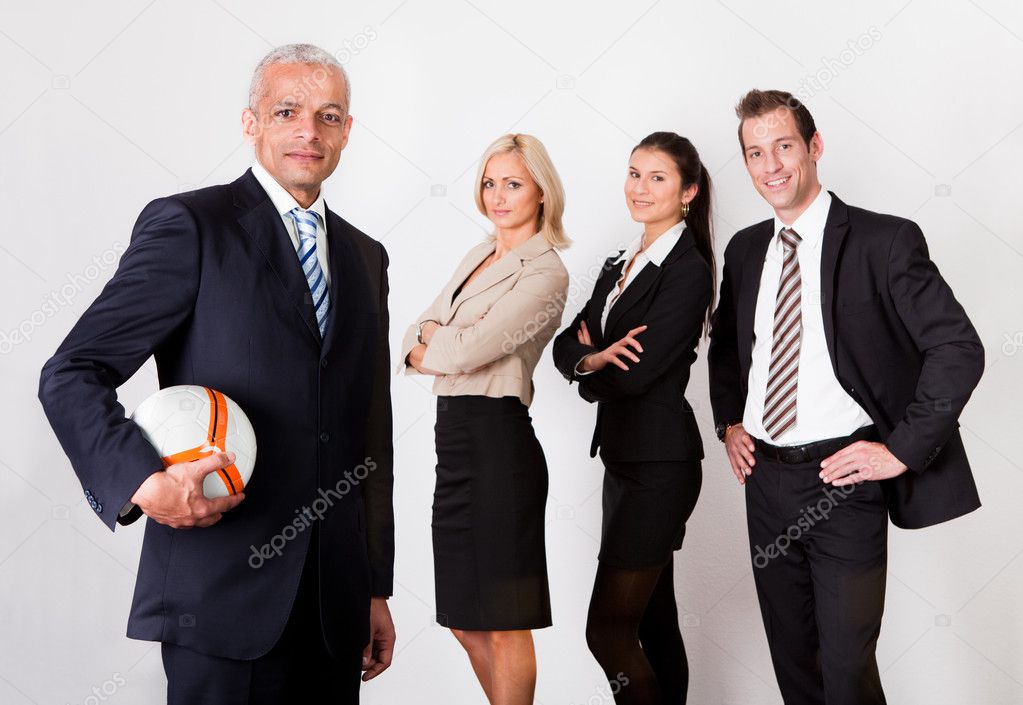 Strong professional competitive business team of four