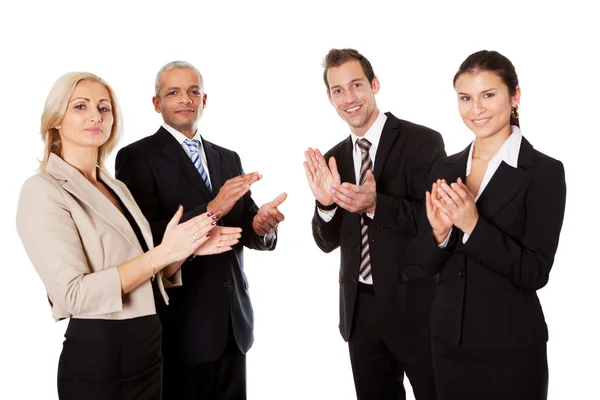 Vier Bedrijven Applaudisseren Geïsoleerd Wit — Stockfoto