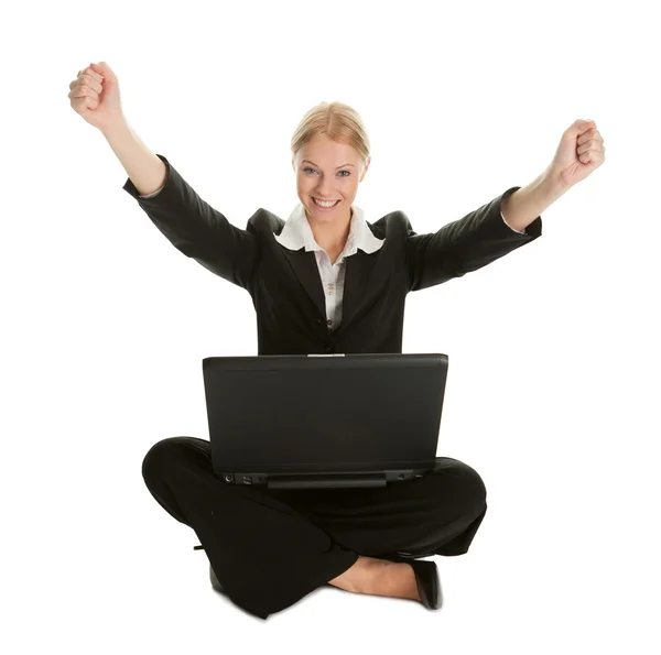 Business woman celebrating success — Stock Photo, Image