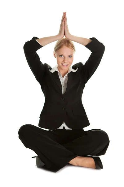 stock image Businesswoman sitting in lotus flower position