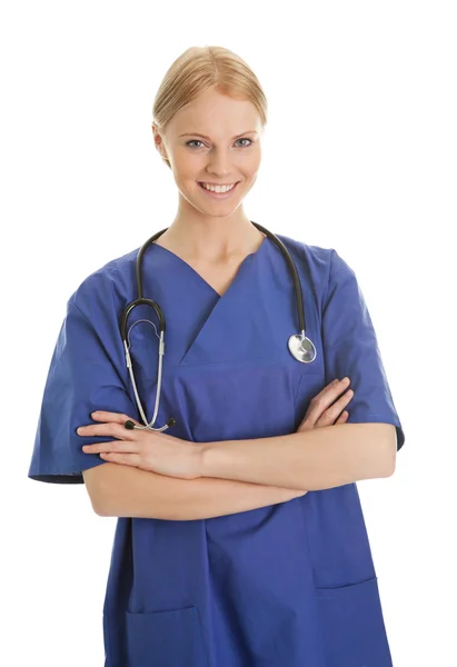Uśmiechający się pielęgniarki z stetoskop — Zdjęcie stockowe