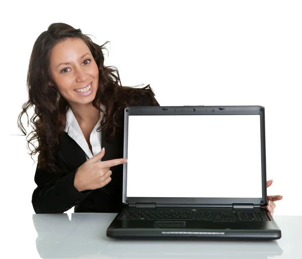 Mujer de negocios presentando laptopn —  Fotos de Stock