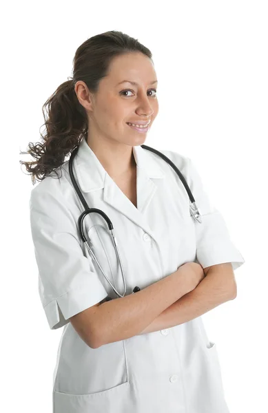 Sonriente médico mujer con estetoscopio —  Fotos de Stock