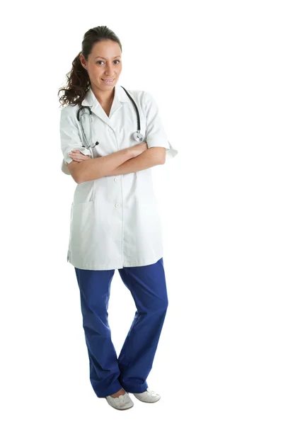 Medico sorridente donna con stetoscopio — Foto Stock