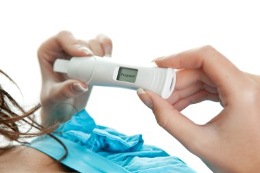 Close-up on positive pregnancy test clipart