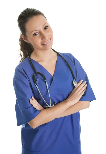 Enfermera sonriente con estetoscopio — Foto de Stock