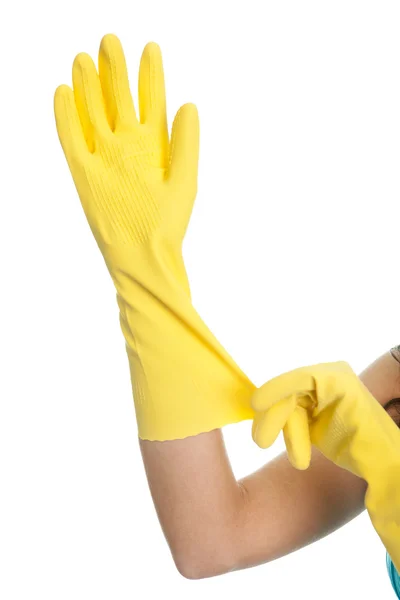 Wearing protective gloves — Stock Photo, Image
