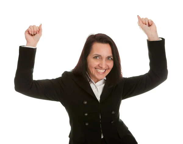 Opgewonden zakenvrouw vieren van succes — Stockfoto