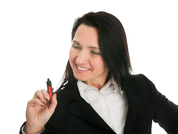 Affärskvinna dwring en skiss med märkpenna — Stockfoto
