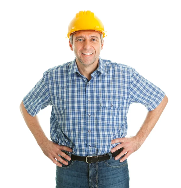 Worker wearing hard hat — Stock Photo, Image