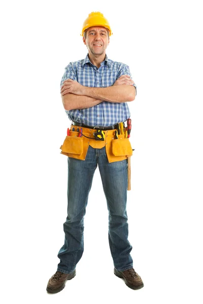 Pracownik noszący twardy kapelusz — Zdjęcie stockowe