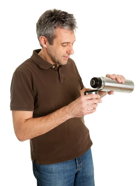 Portrait of senior man drinking coffee/tea — Stock Photo, Image