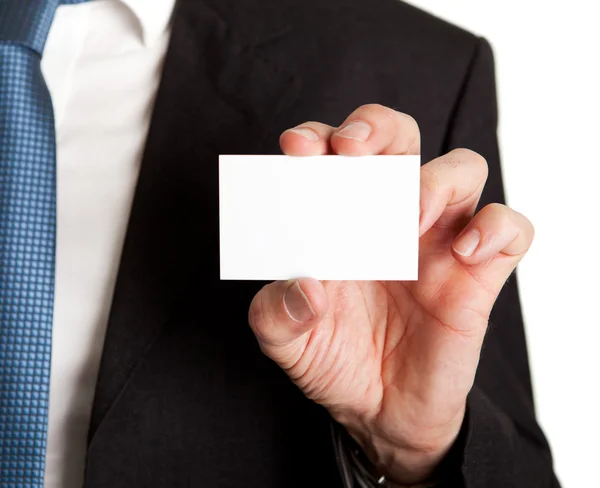 Primer plano del empresario con tarjeta en blanco —  Fotos de Stock