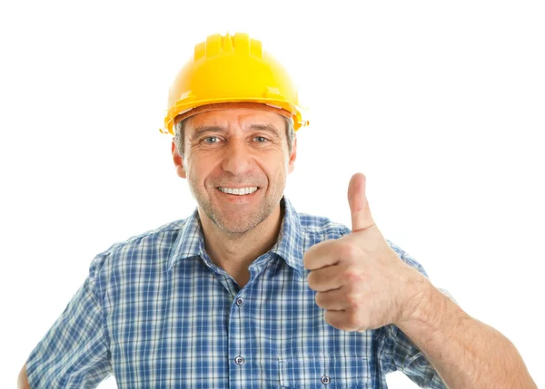 Worker wearing hard hat Royalty Free Stock Images