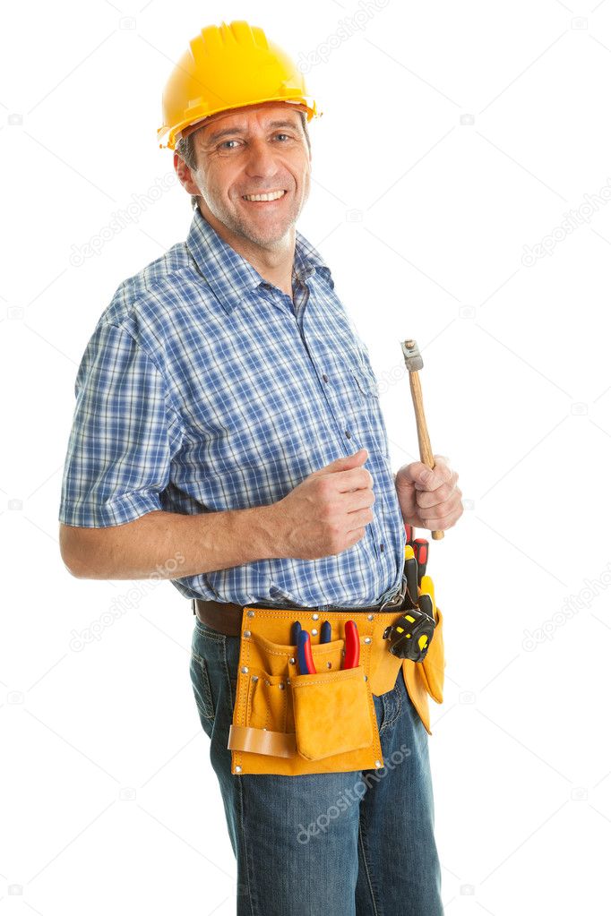 Confident worker with hammer