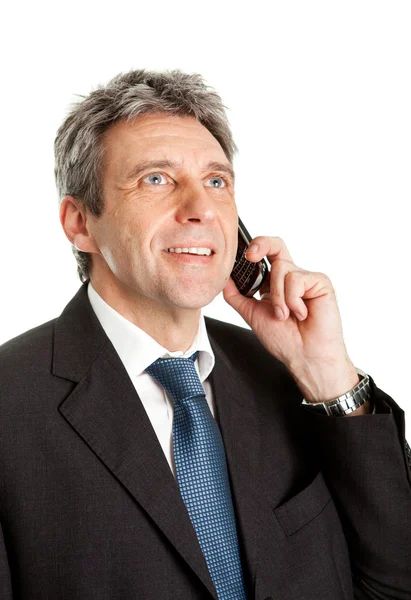 Senior business man talar i mobiltelefon — Stockfoto