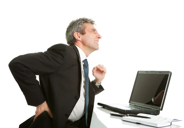 Senior business män har ryggvärk — Stockfoto