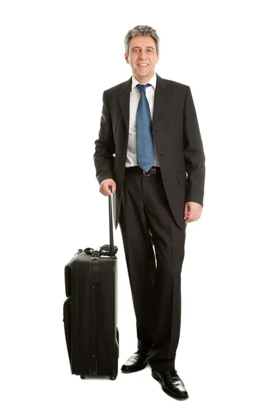 Empresários sênior com saco de viagem — Fotografia de Stock