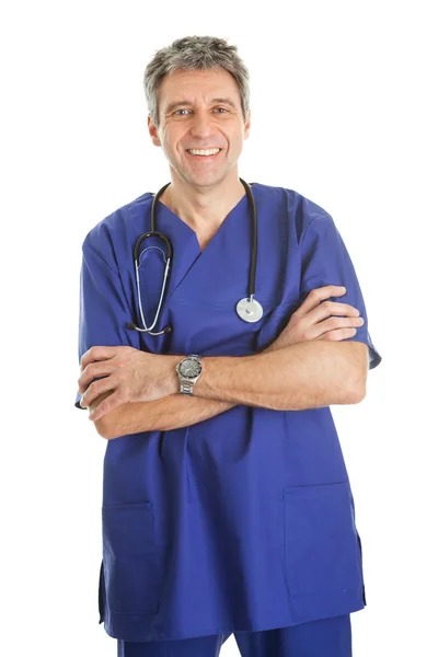 Sebejistí doktor s stetoskop — Stock fotografie