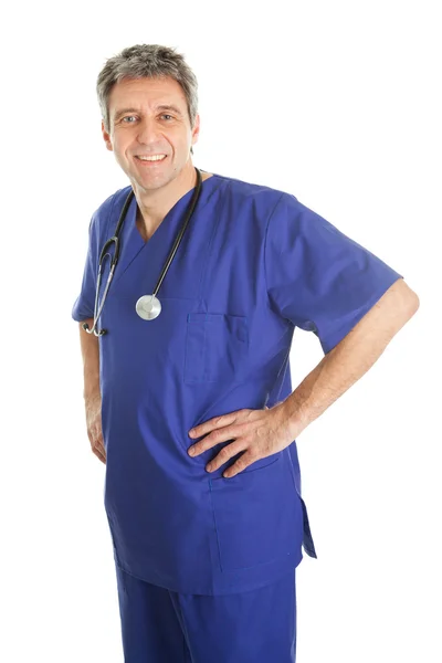 Sebejistí doktor s stetoskop — Stock fotografie