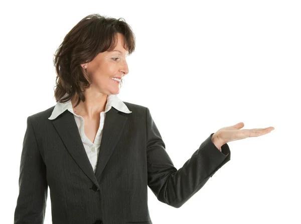 Business woman preseting a product — Stock Photo, Image