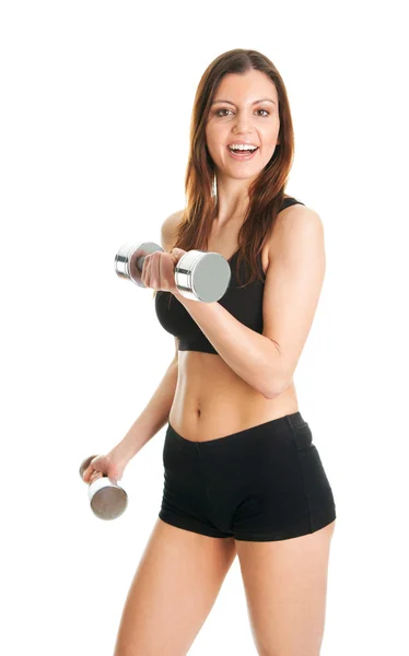 Mujer fitness haciendo ejercicio con pesas —  Fotos de Stock