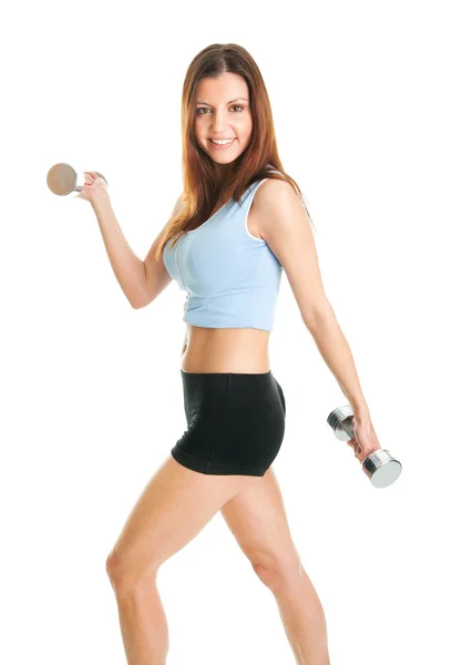 Fitness nő dumpbells gyakorlása — Stock Fotó