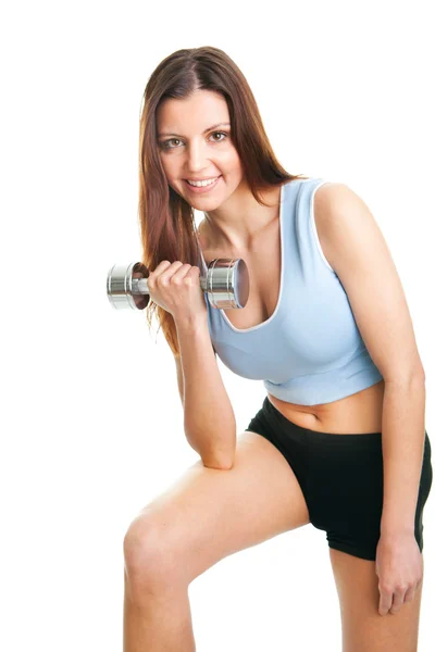 Mujer fitness haciendo ejercicio con pesas — Foto de Stock