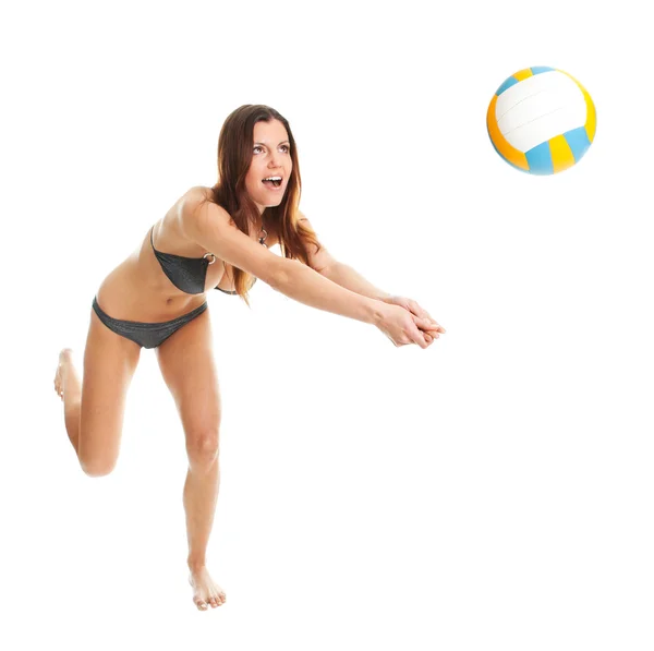 Siatkówka gracz kobieta w strój kąpielowy — Zdjęcie stockowe