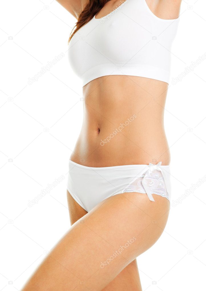 Beautiful woman body in white cotton underwear