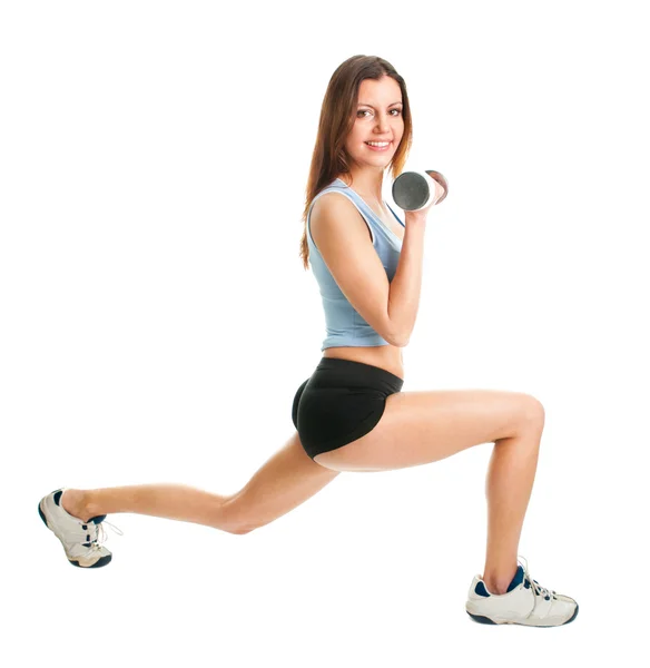 Женщина делает упражнения для легких — стоковое фото