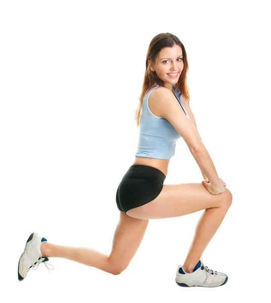 Fitness kobieta robi ćwiczenia lonży — Zdjęcie stockowe