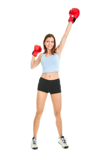 Beautiful woman practicing boxing — Stock Photo, Image