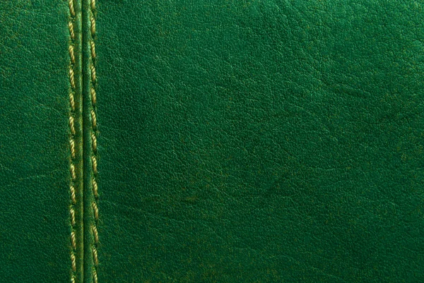 Green leather seam — Stock Photo, Image