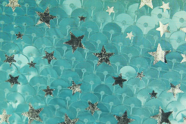 Escala de peixe prata e estrelas textura de tecido — Fotografia de Stock