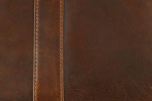 Leather texture with seam — Stock Photo, Image