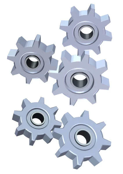 stock image Two set of 3d gears illustration isolated on white background