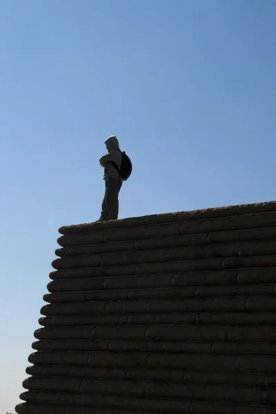 stock image Young man on the top of the building