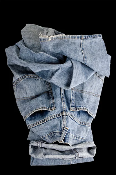 Jeans Creative Ludzką Czaszkę Czarnym Tle — Zdjęcie stockowe