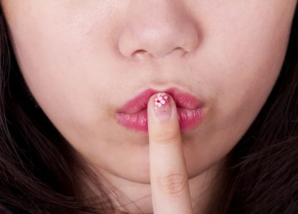 stock image Red lips and finger